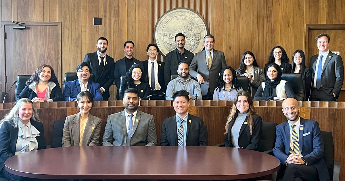California dental student delegates sit in the Assembly with Assemblymember Jim Wood, DDS (Santa Rosa)